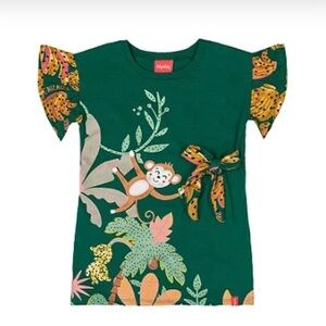 Kelly & Kety Monkey Themed Dress Green Size 6 NEW WITJ TAGS